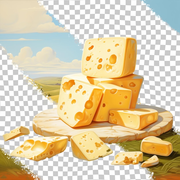 PSD a picture of cheeses that is on a grid