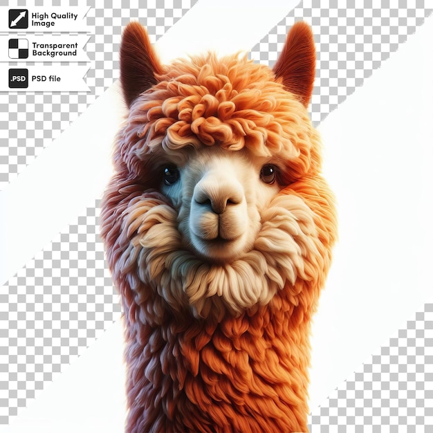 PSD a picture of a llama that has a brown fur coat on it