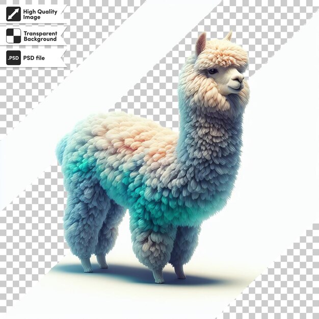 PSD a picture of a llama that is labeled as e e