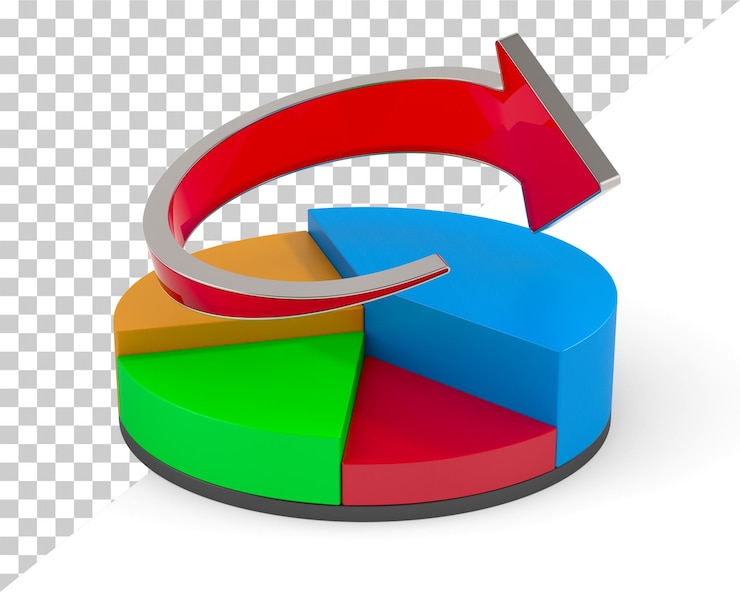 PSD pie chart on white background isolated 3d illustration