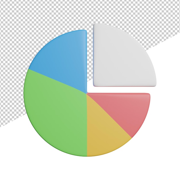 Pie Chart Percentage front view 3d rendering icon illustration on transparent background