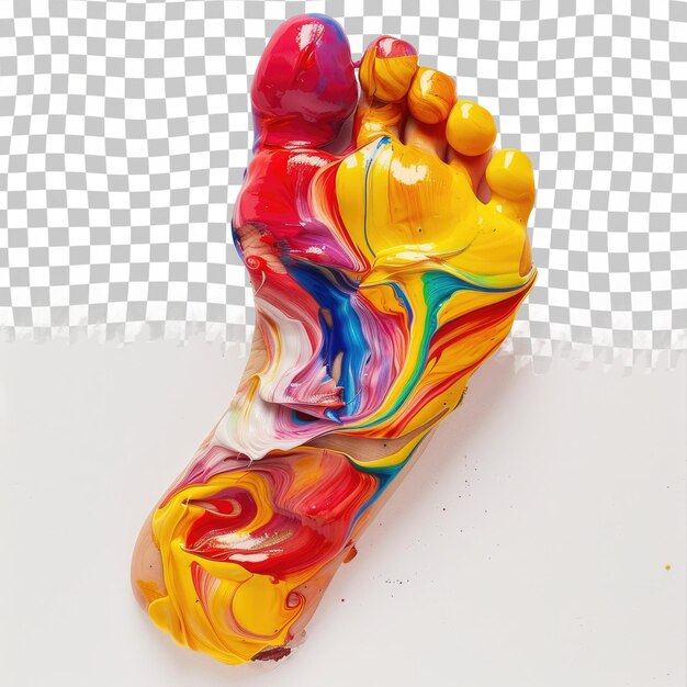 PSD un pie colorido con un diseño de colores arco iris en él