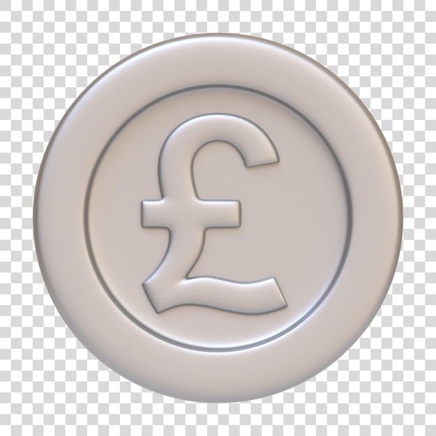 PSD pièce d'argent avec signe livre isolé sur fond blanc signe d'icône 3d et symbole illustration 3d