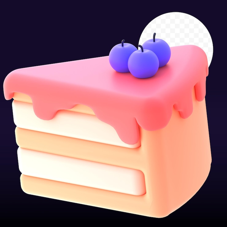 PSD piece cake in 3d rendered graphic