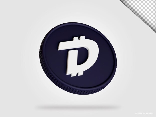 Pièce de crypto-monnaie DigiByte dgb rendu 3d isolé