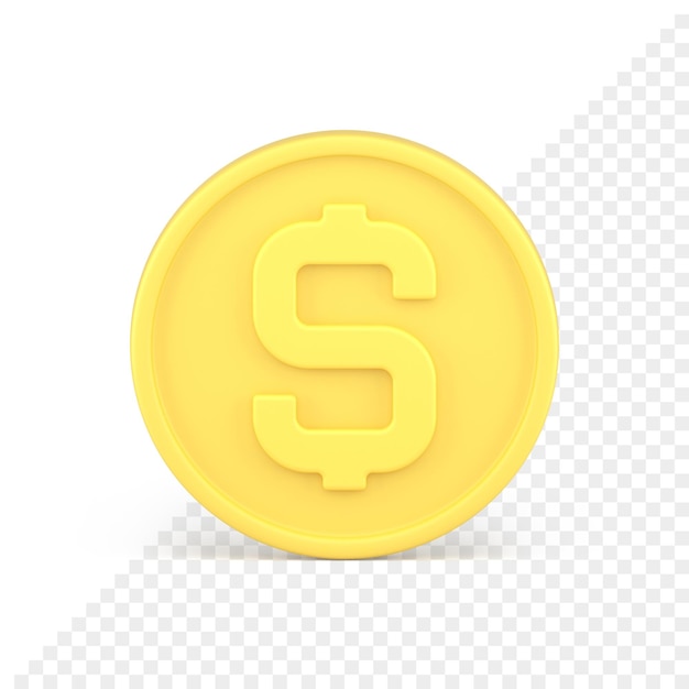 Pièce De Dollar Cercle Jaune Icône 3d Réaliste Vue De Face Symbole De L'économie Financière Bancaire