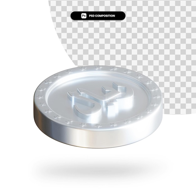 Pièce d'échange d'argent rendu 3D isolé