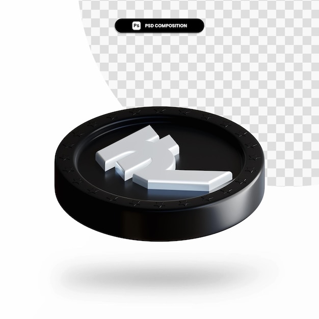 Pièce d'échange noir rendu 3d isolé
