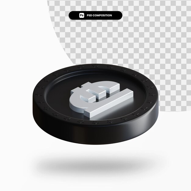 Pièce d'échange noir rendu 3d isolé