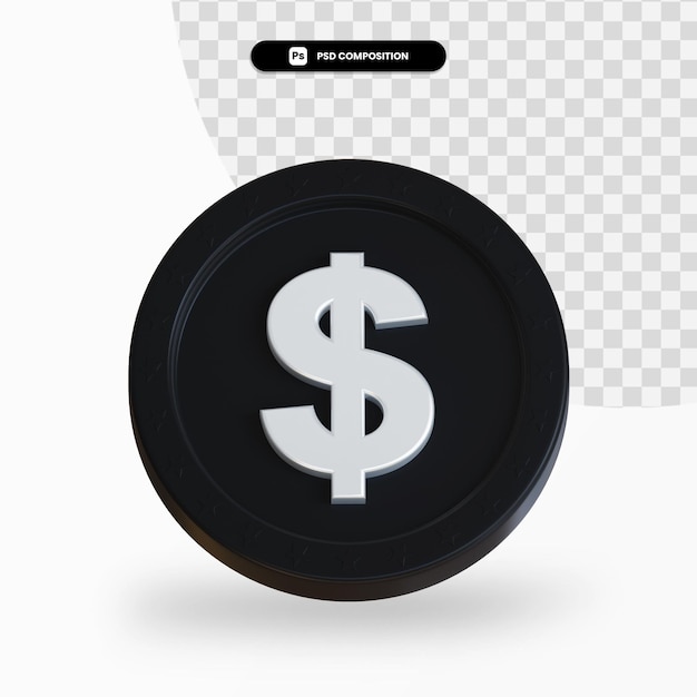 Pièce d'échange noir rendu 3d isolé