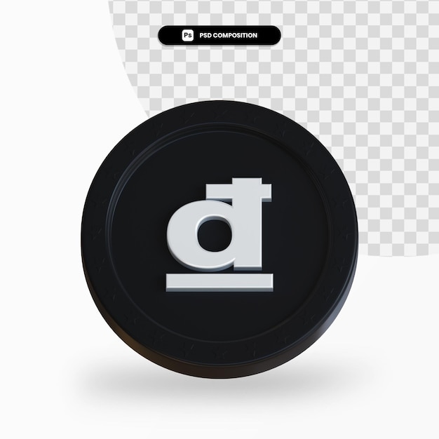 Pièce d'échange noir rendu 3d isolé