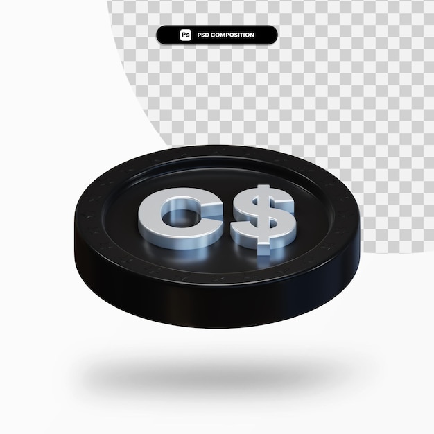 Pièce d'échange noir rendu 3d isolé