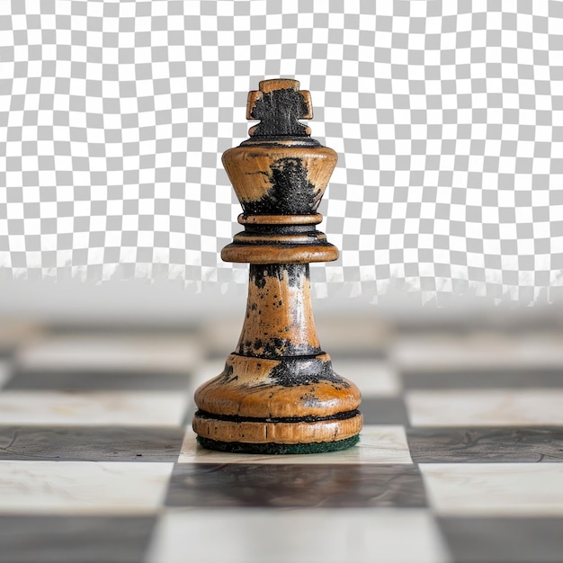 PSD une pièce d'échecs sur un échiquier avec un motif à carreaux blancs