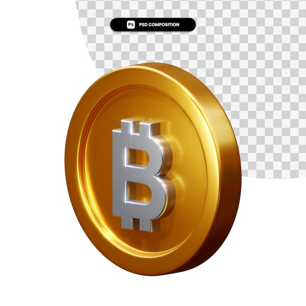 Pièce de monnaie bitcoin rendu 3d isolé