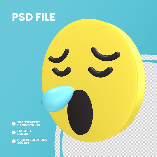 Pièce De Monnaie Emoji Rendu 3d Isolé Visage Endormi