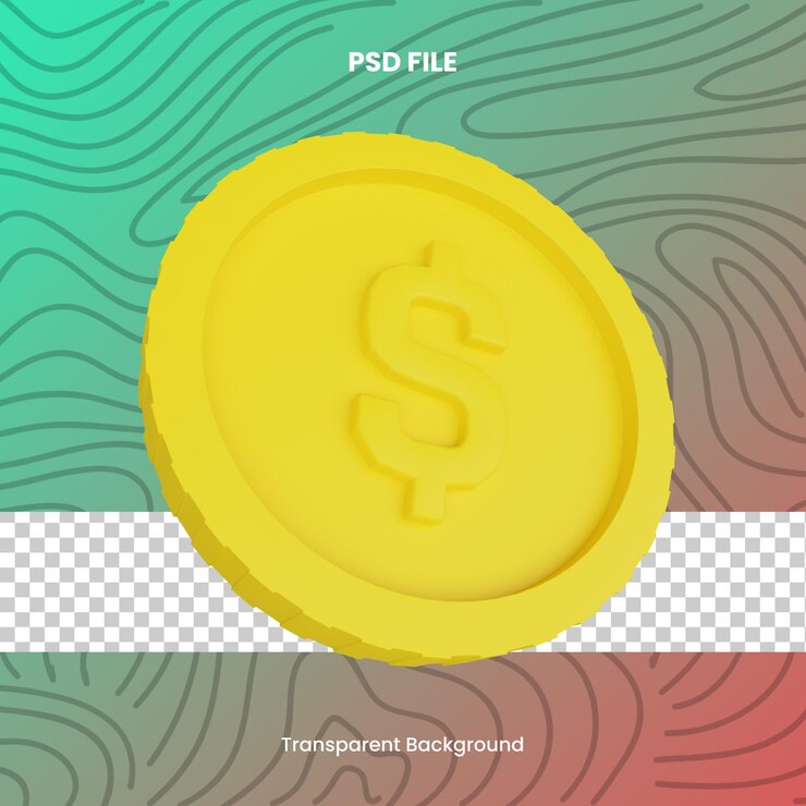 PSD pièce de monnaie rendu 3d icône illustration fichier psd fond transparent