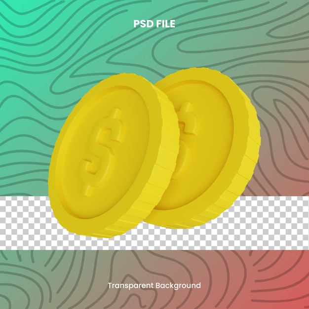 pièce de monnaie rendu 3d icône illustration fichier psd fond transparent