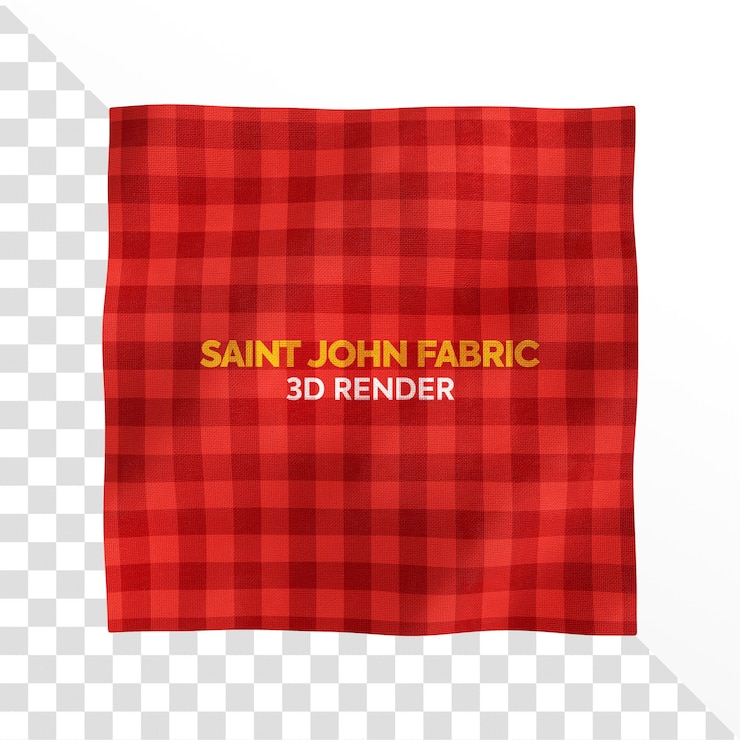 PSD piece of red checkered fabric for brazilian sao joao festa junina celebration 3d render