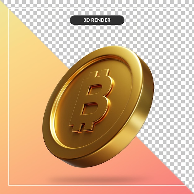 PSD pièce d'or bitcoin 3d visuel isolé