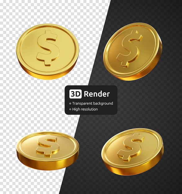 Pièce D'or Dollar Rendu 3d Isolé