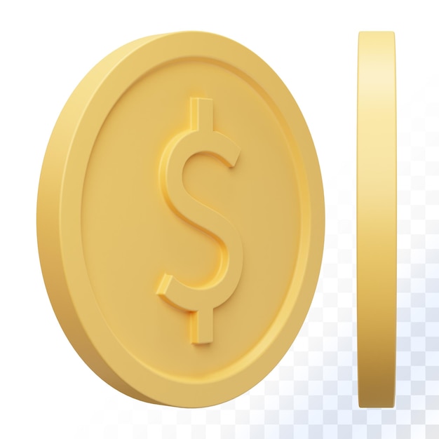 Pièce D'or Dollar Rendu 3d