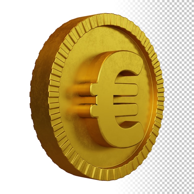 PSD pièce d'or euro monnaie symbole rendu 3d isolé