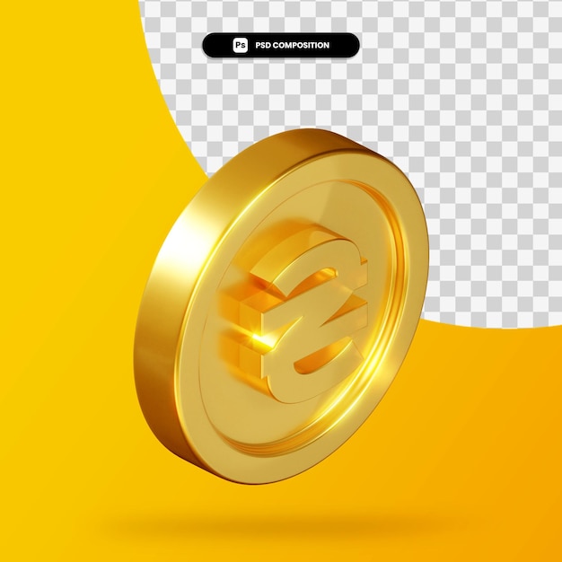 Pièce d'or hryvnia rendu 3d isolé
