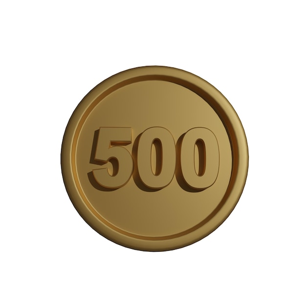 PSD une pièce d'or avec le numéro 500 dessus