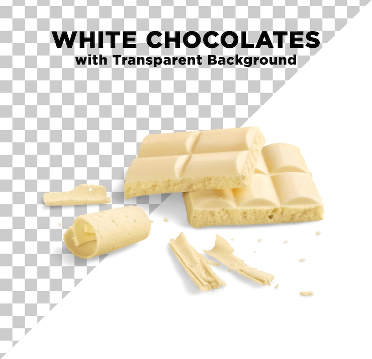 PSD pièces de barres de chocolat blanches photo psd png avec fond transparent