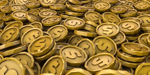 pièces de monnaie low poly fond