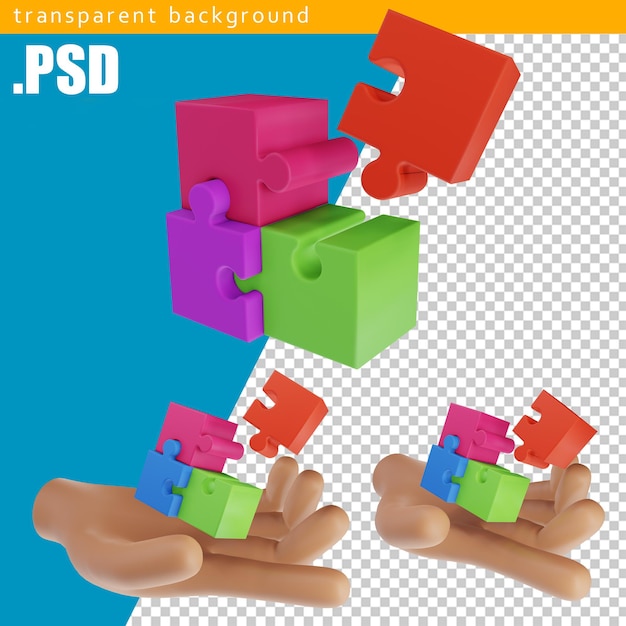 PSD pièces de puzzle 3d. résolution de problèmes, concept d'entreprise.