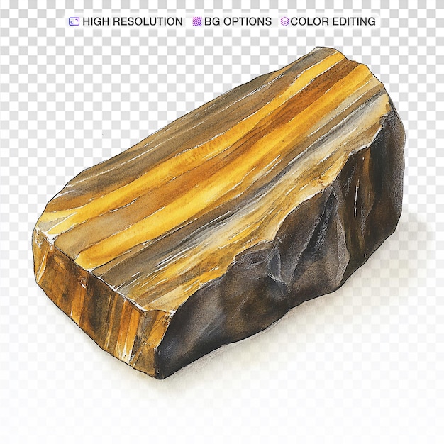 Piedra áspera de ojo de tigre con rayas lisas amarillas y marrones