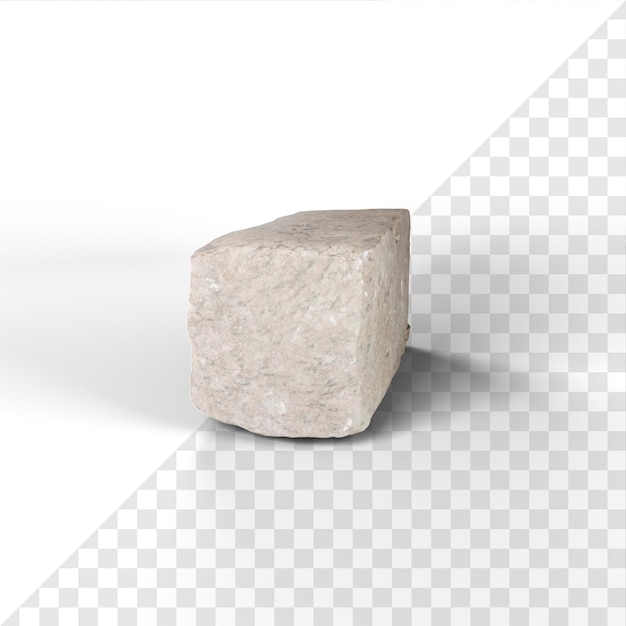 una piedra se coloca en una superficie blanca con un fondo blanco