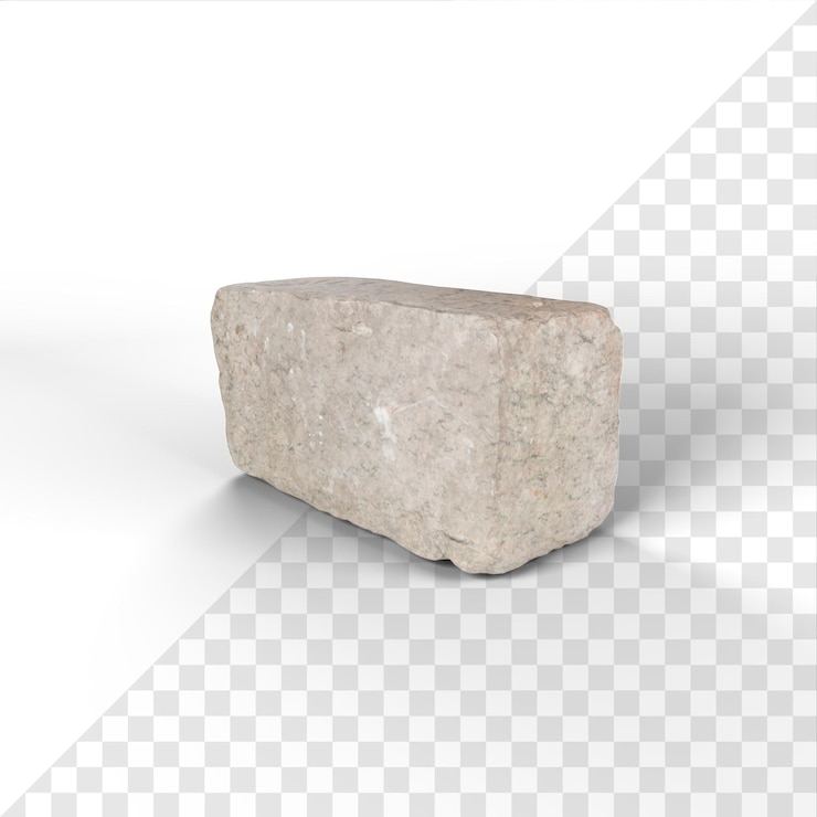 PSD una piedra se coloca en una superficie blanca con un fondo blanco