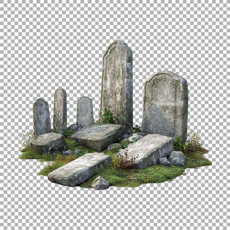 PSD piedra funeraria en el cementerio sobre un fondo transparente generada por ai