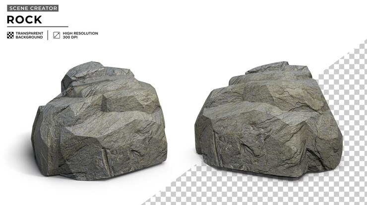 PSD piedra gris grande aislada para el escenario