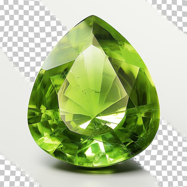 PSD piedra preciosa verde hecha de olivino peridot de fondo transparente