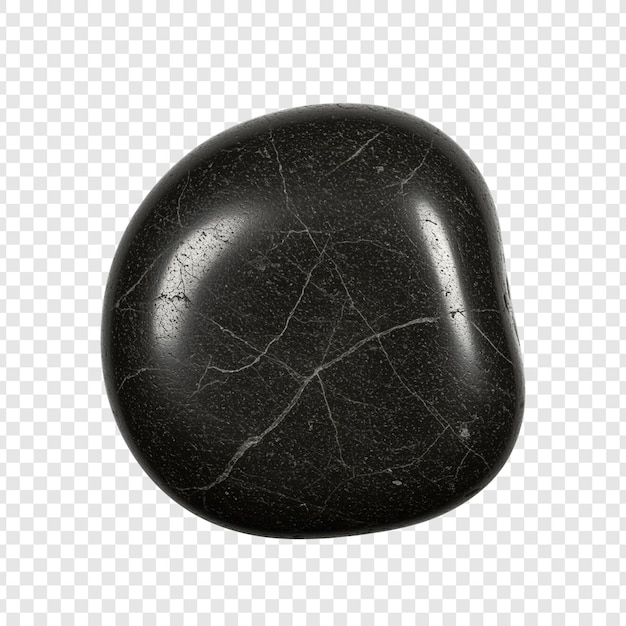 Piedra pulida negra sobre un fondo transparente