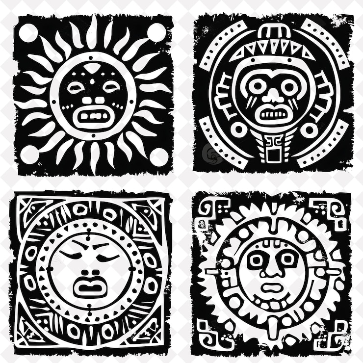 PSD piedra tallada con bordes incaicos diseño enriquecido con ingenio collajes de arte de png