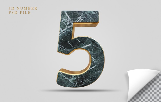 Piedra de textura de render 3d número 5 con oro