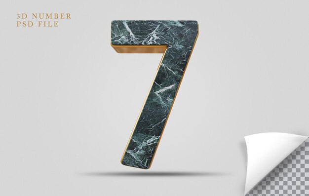 Piedra de textura de render 3d número 7 con oro