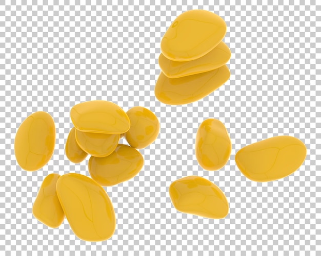 Piedras decorativas sobre fondo transparente ilustración de renderizado 3d