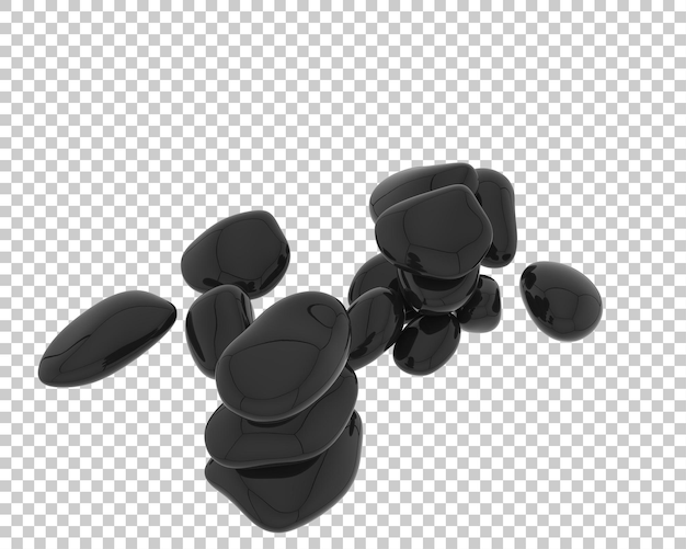 Piedras decorativas sobre fondo transparente Ilustración de renderizado 3d
