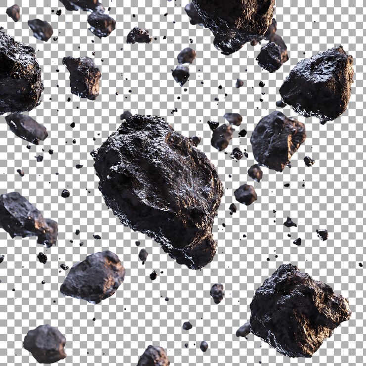 PSD piedras de meteorito de asteroides de papua nueva guinea aisladas contra un fondo transparente para proyectos de astronomía de diseño espacial o educación científica