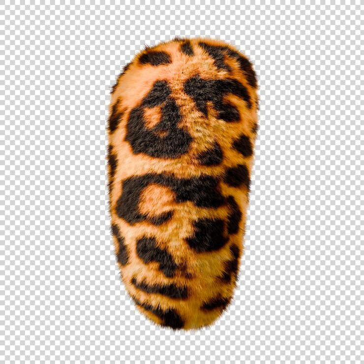 PSD piel de leopardo i letra aislada sobre un fondo transparente