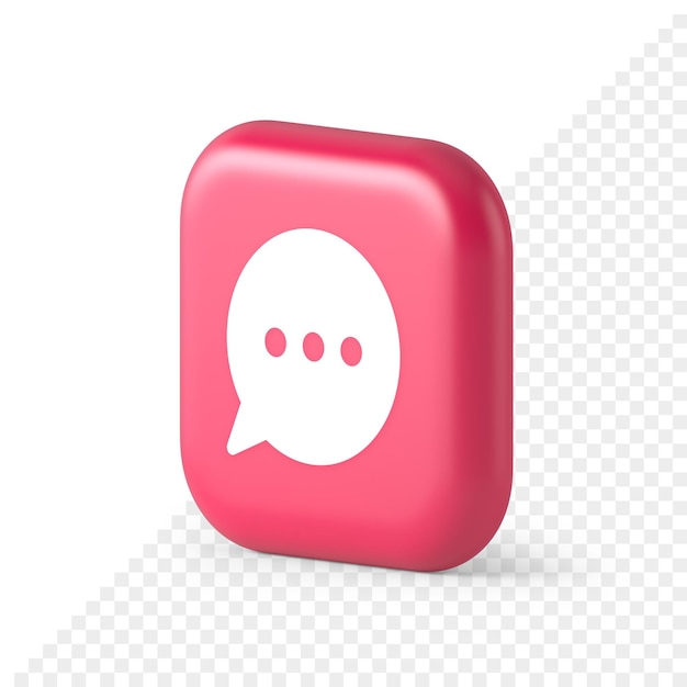 Piense en el botón de chat de burbuja diálogo en línea comunicación en la red social icono isométrico realista 3d