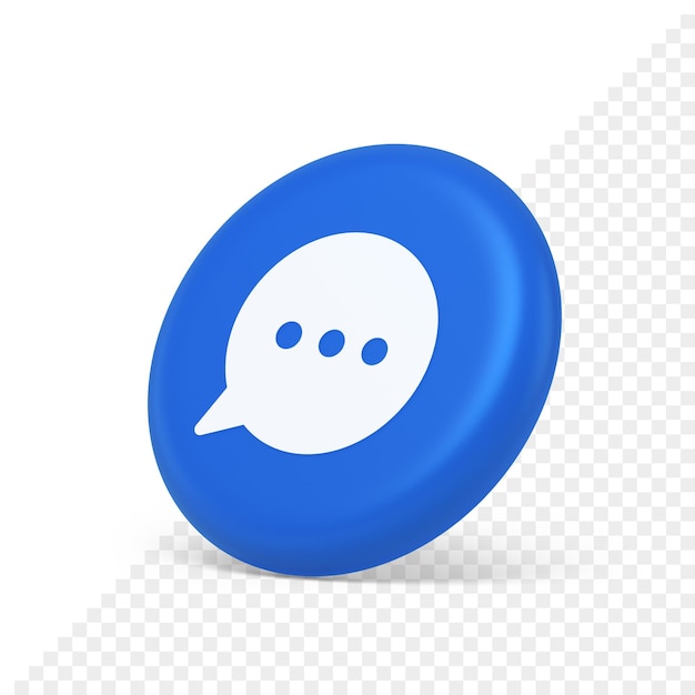 Piense en el botón de chat de burbuja diálogo en línea comunicación de red social icono realista isométrico 3d