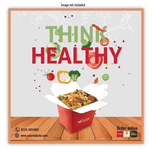 Piense en comida saludable en las redes sociales Publicación de comida