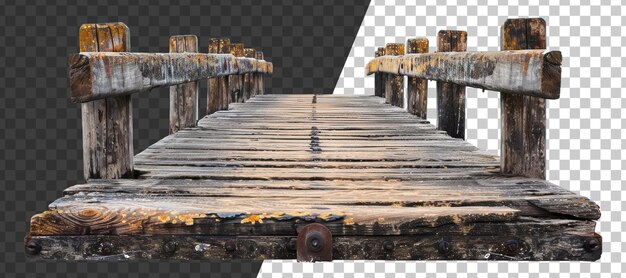 PSD pier en bois avec une corde sur un fond transparent png