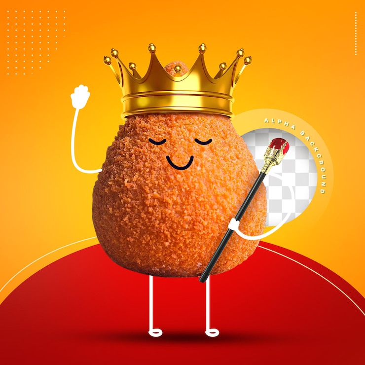 PSD pierna de pollo emoji con corona y personal de reyes